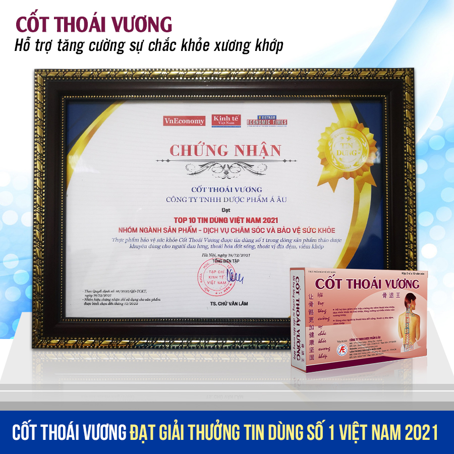  TPBVSK Cốt Thoái Vương vinh dự là "Sản phẩm được tin dùng số 1 Việt Nam"